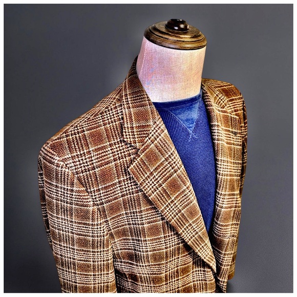 Joseph Abboud 100% Wool Brown Plaid Blazer | 40R | Classic Tailored Sport Coat - Picture 5 of 9